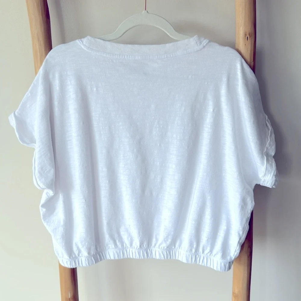 Lou & Grey Ann Taylor LOFT Soft Slub Wedge Tee White Cotton Elasticized Hem XL - Picture 7 of 10